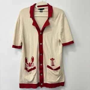 Art of Rhetoric Mens Cream Red Lobster Knit Short Sleeve Shirt Small